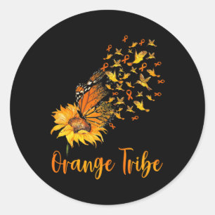 Leukämie Bewusstsein Sonnenblumen Butterfly Orange Runder Aufkleber