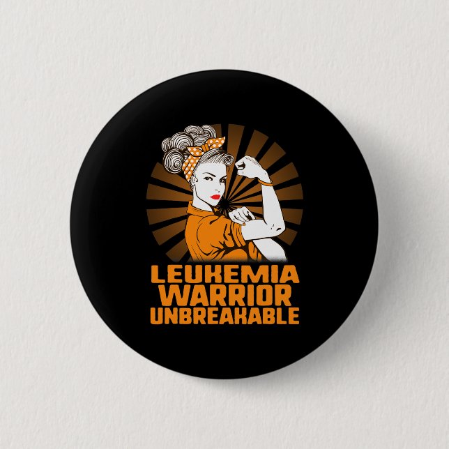 Leukämie Bewusstsein starke Warriorin Orange Rib Button (Vorderseite)