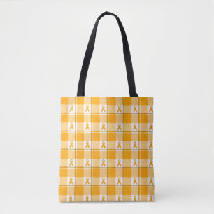 Leukämie-Bewusstseins-Kariert Orange Band Tasche