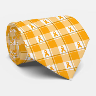 Leukämie-Bewusstseins-Kariert Orange-Ribbon Krawatte