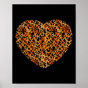 Leukämie Bewusstseinsbildung Orange Ribbon Herz Poster