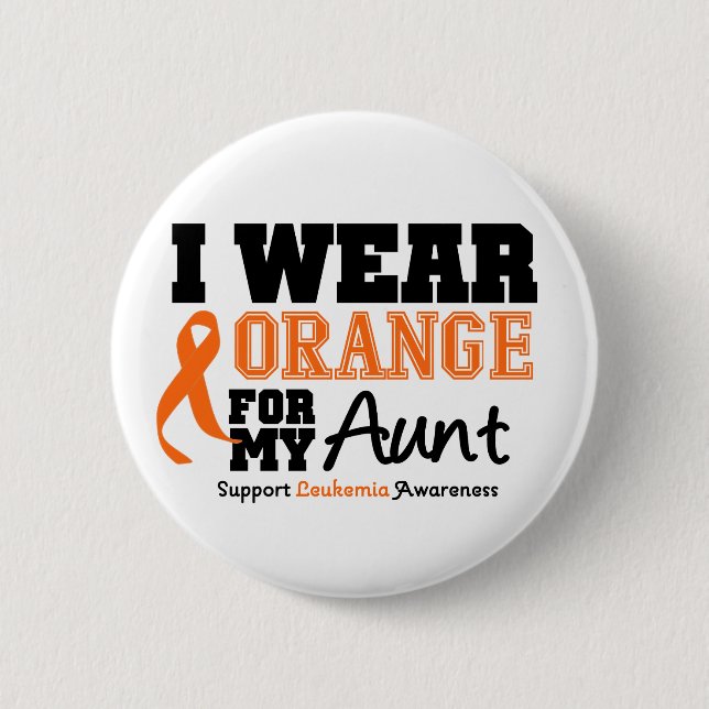 Leukämie ich trage Orange für meine Tante Button (Vorderseite)