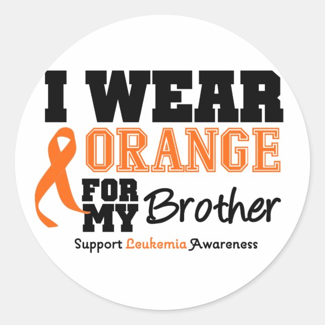 Leukämie ich trage Orange für meinen Bruder Runder Aufkleber (Vorderseite)