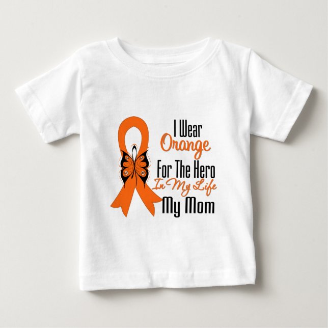Leukämie-orange Band-Held meine Mamma Baby T-shirt (Vorderseite)