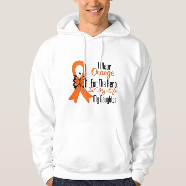 Leukämie-orange Band-Held meine Tochter Hoodie (Vorderseite)