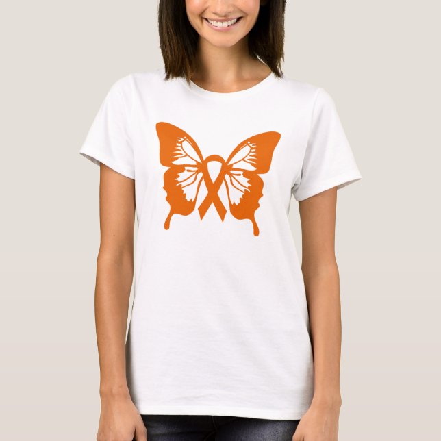 Leukämie-orange Schmetterlings-T - Shirt (Vorderseite)