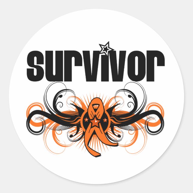 Leukämie Survivor Grunge Winged Emblem Runder Aufkleber (Vorderseite)