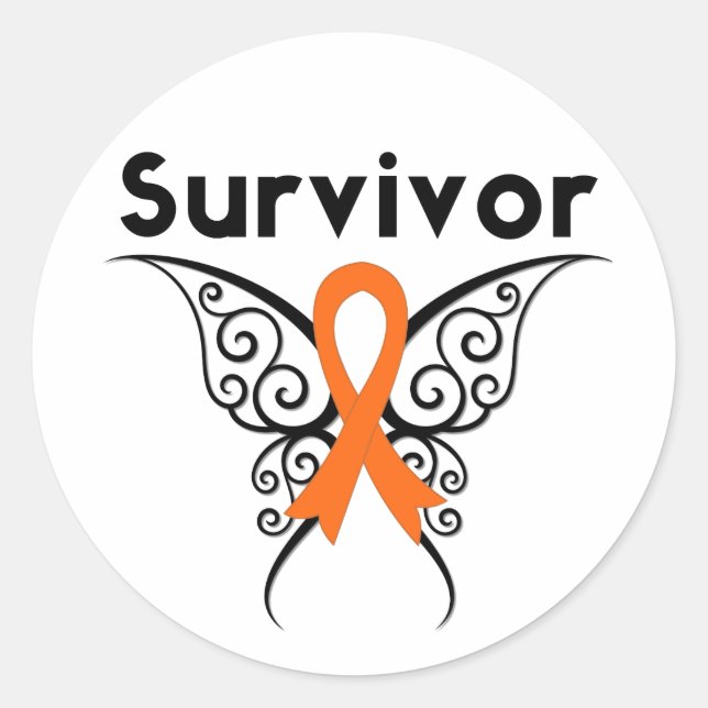 Leukämie Survivor Stamm-Schmetterling Runder Aufkleber (Vorderseite)