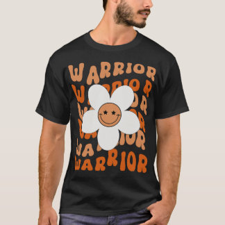 Leukämie Warrior Groovy Lächelnde Blume Orange Rib T-Shirt