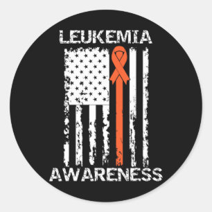 Leukemia Awareness American Flag Orange Ribbon Runder Aufkleber