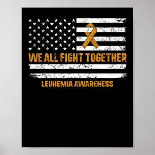 Leukemia Awareness Orange Ribbon USA Flaggenwächte Poster