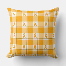 Leukemia Awareness Plaid Orange Ribbon Kissen
