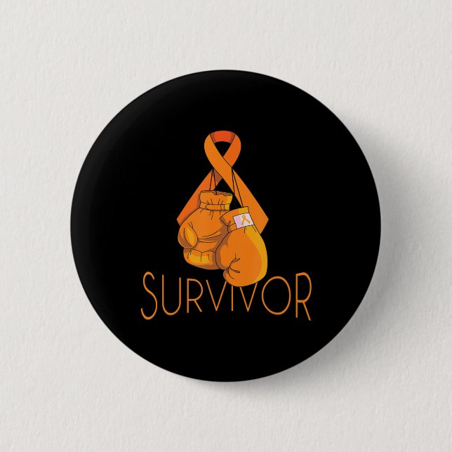 Leukemia Awareness Survivor Orange Ribbon Boxing G Button (Vorderseite)