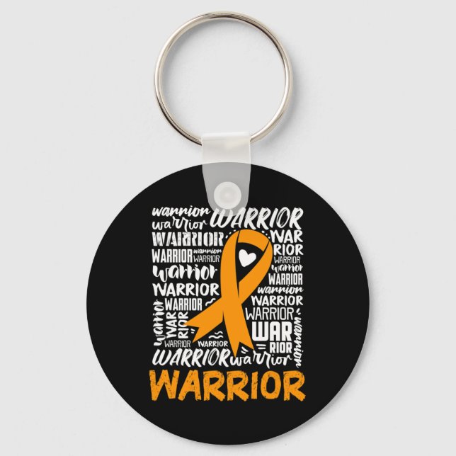 Leukemia Bloskarzinom Krieger Orange Ribbon Awaren Schlüsselanhänger (Vorderseite)