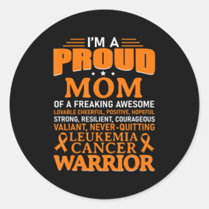 Leukemia Cancer Awareness Survivor Orange Ribbon M Runder Aufkleber