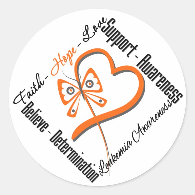Leukemia Faith Hope Liebe Butterfly Runder Aufkleber (Vorderseite)