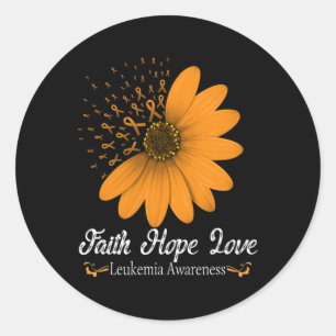 Leukemia Faith Hope Liebe Orange Ribbon Blutanz Runder Aufkleber