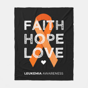 Leukemia Faith Hope Love Orange Ribbon Leukemia Aw Fleecedecke