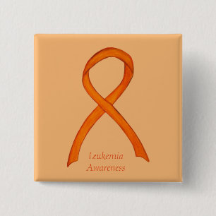 Leukemia Orange Awareness Ribbon Custom Art Button
