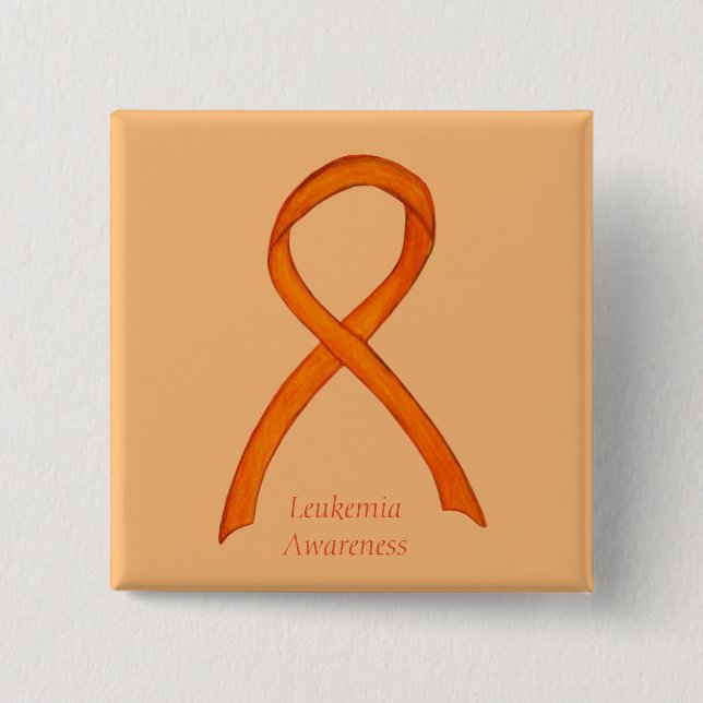 Leukemia Orange Awareness Ribbon Custom Art Button (Vorderseite)