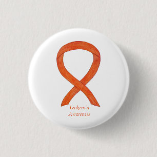 Leukemia Orange Awareness Ribbon Custom Art Button