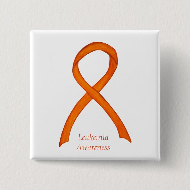 Leukemia Orange Awareness Ribbon Custom Art Button (Vorderseite)