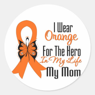 Leukemia Orange Ribbon Hero Meine Mama Runder Aufkleber