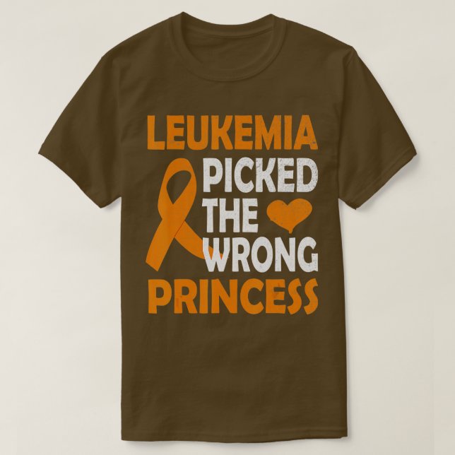 Leukemia Picked The Wrong Princess orange Awarenes T-Shirt (Design vorne)