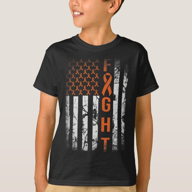 Leukemia Ribbon Fight American Flag Leukemia Aware T-Shirt (Vorderseite)