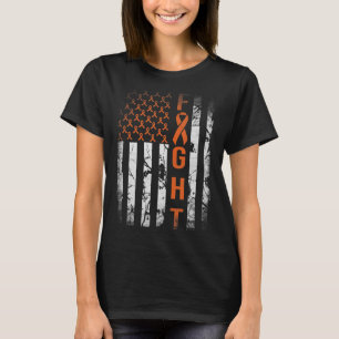 Leukemia Ribbon Fight American Flag Leukemia Aware T-Shirt