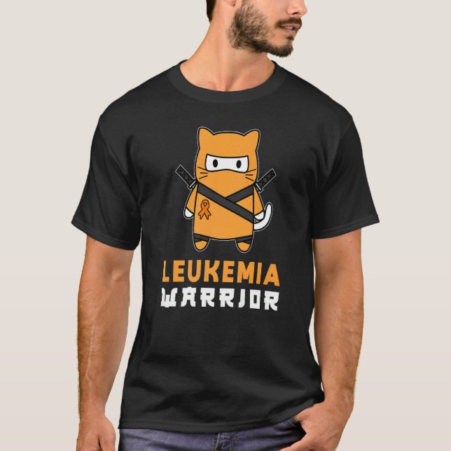 Leukemia Warrior Ninja Cat T-Shirt (Vorderseite)