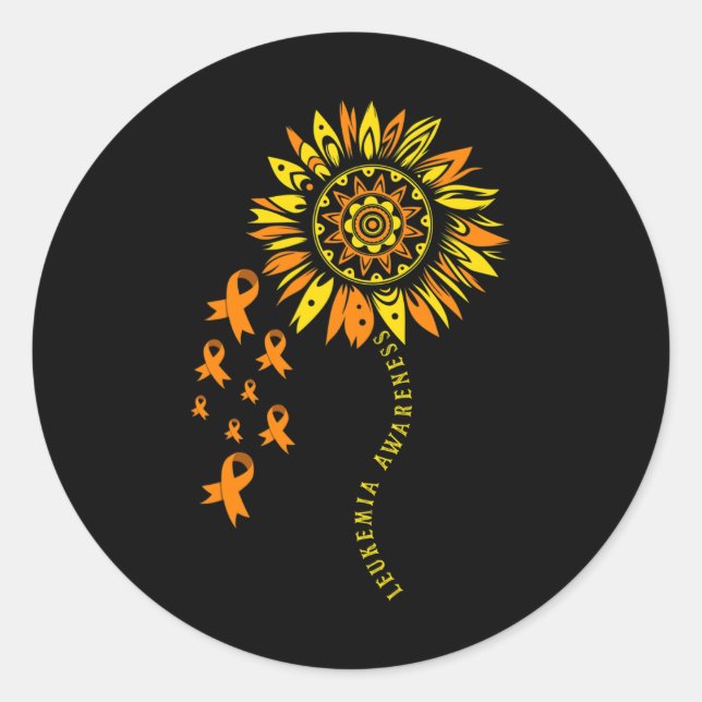 Leukemia Warrior Orange Ribbon Blume Leukemia Awa Runder Aufkleber (Vorderseite)