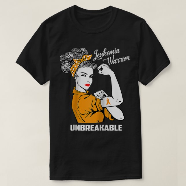 Leukemia Warrior Unbreakable  Awareness Gift  Tee (Design vorne)