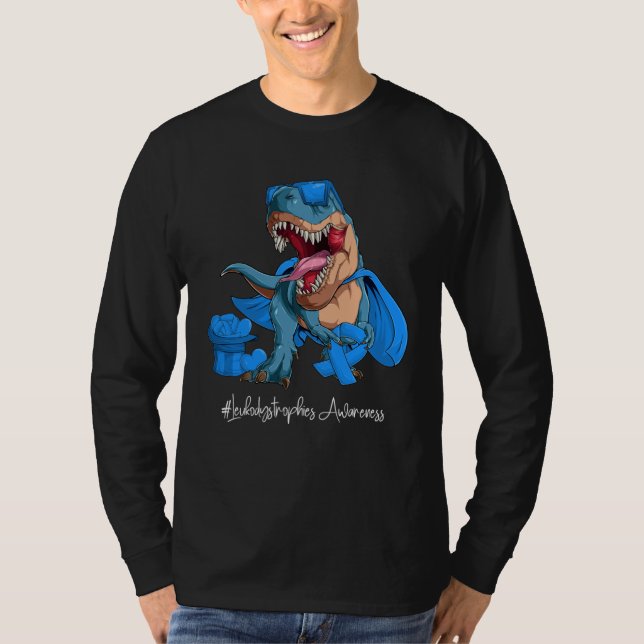 Leukodystrophies Awareness Month Blue Ribbon Trex T-Shirt (Vorderseite)