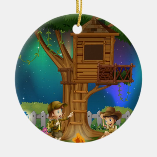 Leute-Camping heraus im Park Keramik Ornament (Vorne)