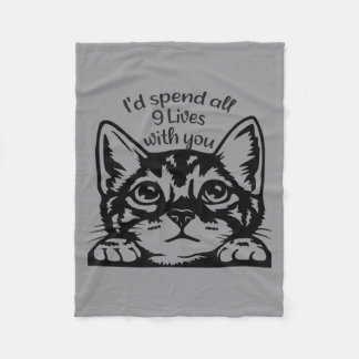 Leute die Katzen lieben Geschenk Süße Katze 9 Lebe Fleecedecke