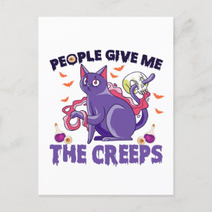 Leute geben mir die Creeps Gruselige Katze Hallowe Postkarte