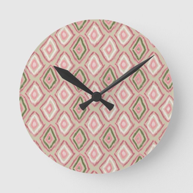 Leute, Ikat-Muster Runde Wanduhr (Vorderseite)