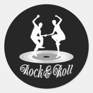 Leute tanzen Rock and Roll Runder Aufkleber