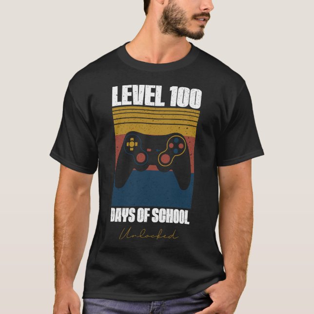 Level 100 Days of School 100 Day Video Gamer T-Shirt (Vorderseite)