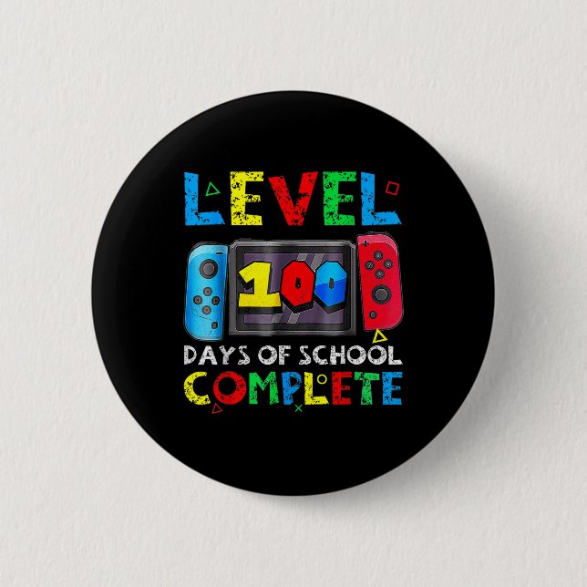 Level 100 Days of School Complete Gamer Video Game Button (Vorderseite)