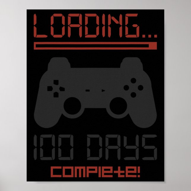 Level 100 Days of School Complete Gamer Video Game Poster (Vorne)