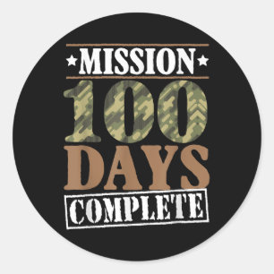 Level 100 Days of School Mission Complete Games Bo Runder Aufkleber