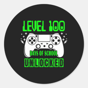 Level 100 Days of School Uncked Video Games Boys Runder Aufkleber