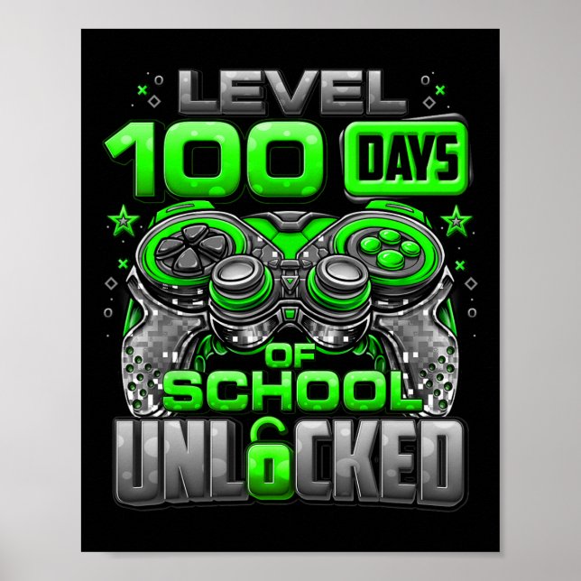 Level 100 Days of School Unlock Boys 100. Poster (Vorne)