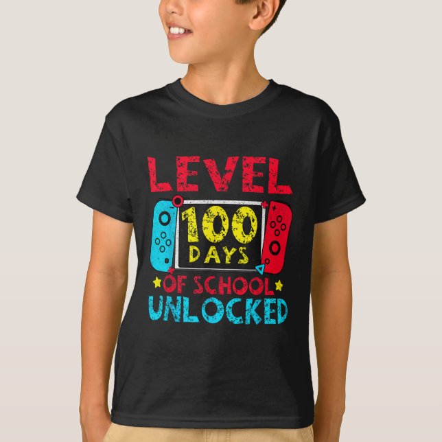 Level 100 Days of School Unlock Boys 100. T-Shirt (Vorderseite)
