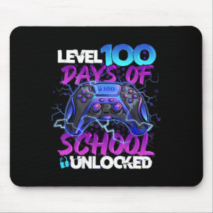 Level 100 Days of School Unlock Gamer Boy Girl V Mousepad
