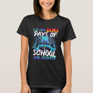 Level 100 Days of School Unlock Gamer Boy Girl V T-Shirt