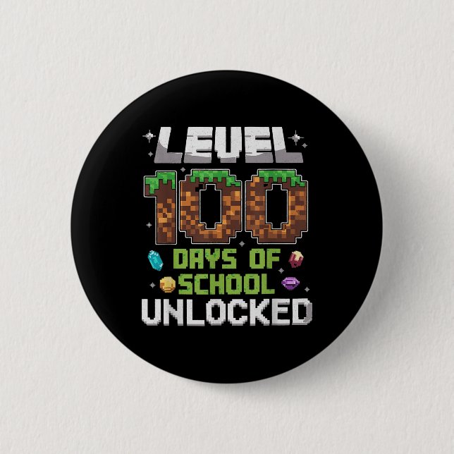 Level 100 Days of School Unlock Gamer Boy Kinder 1 Button (Vorderseite)