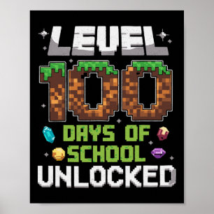 Level 100 Days of School Unlock Gamer Boy Kinder 1 Poster